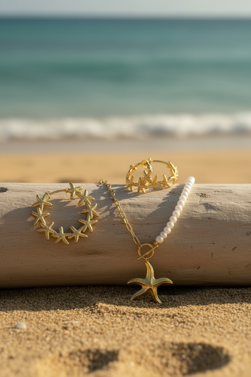 Coastal Pearl Necklace and Earrings Set - Ocean Luxe collection