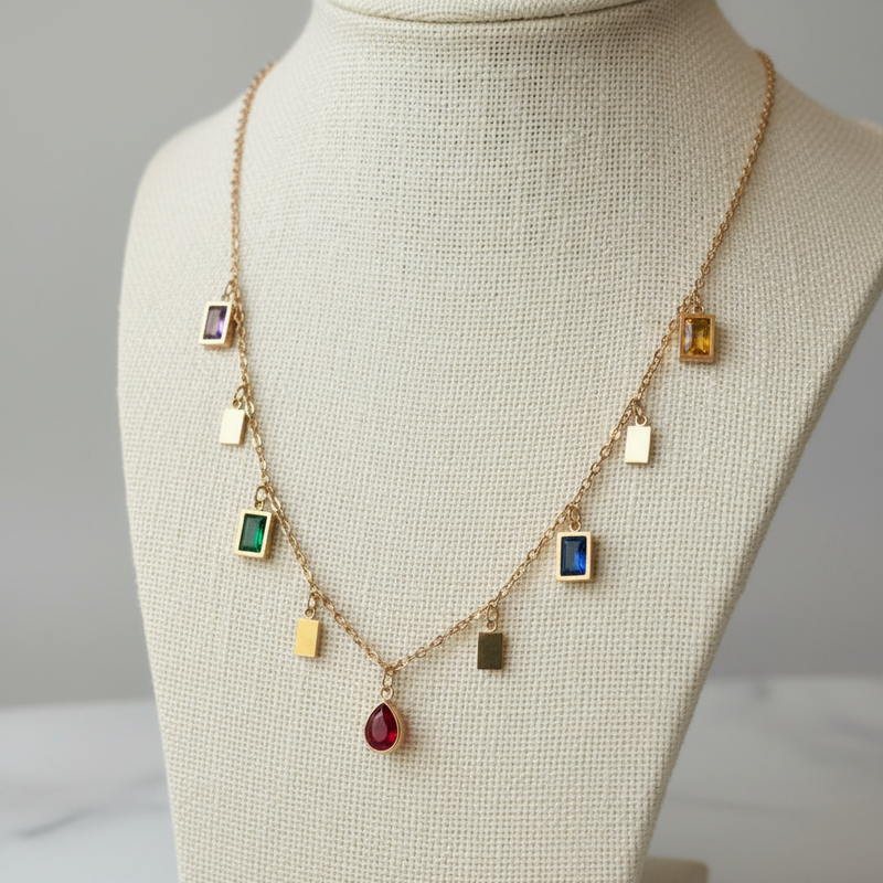 Gold Lariat Y-Necklace with Teardrop Tassels - Necklaces collection
