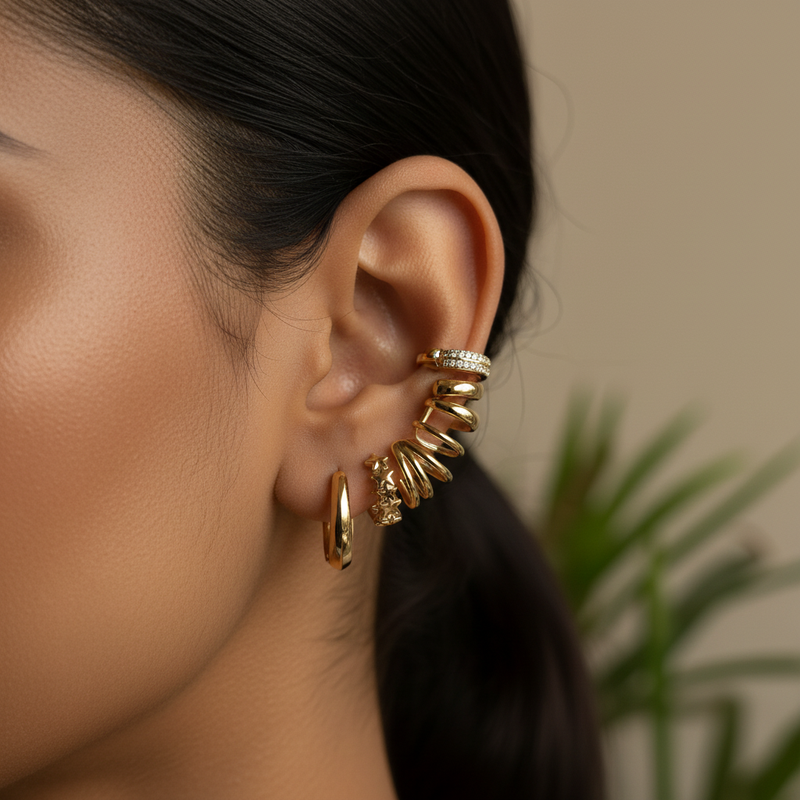 Gold Ear Cuff Set — styled on Indian ear editorial