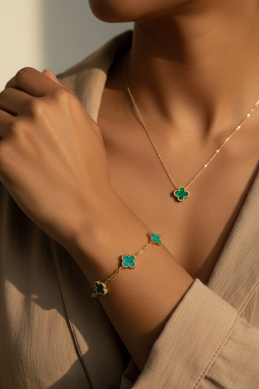 Malachite Clover Necklace