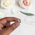 3-Tone Honeycomb Faceted Ring Stack Set