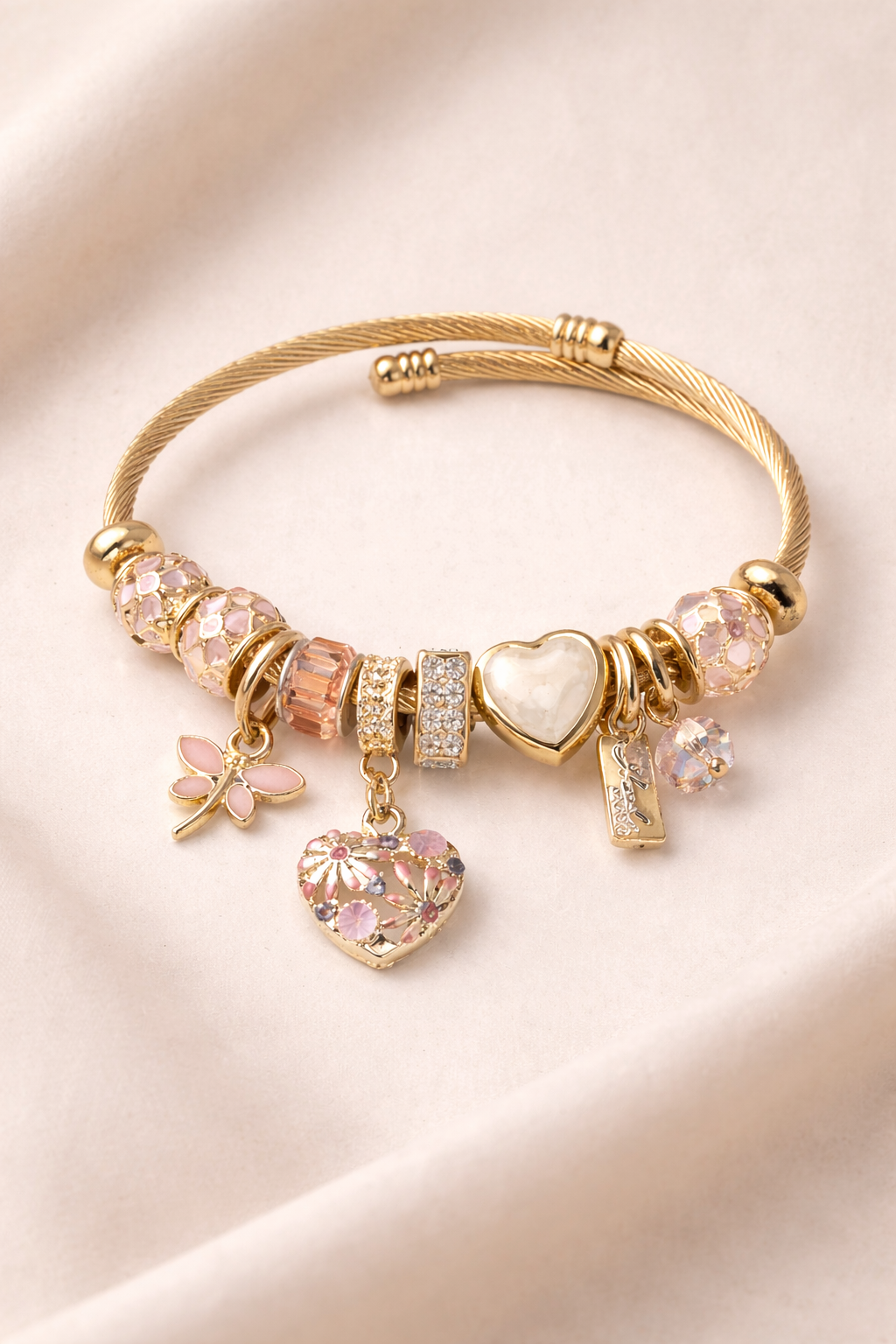 Rose Garden Enchantment Bangle product shot — anti-tarnish gold bangle India — SIOBHÁN