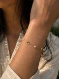 Gold Daisy & Pearl Charm Bracelet — gold bracelet India — SIOBHÁN