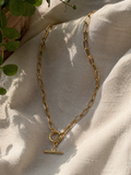 Gold Paperclip Chain Necklace with T-Bar Toggle — anti-tarnish gold necklace India — SIOBHÁN