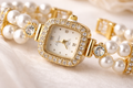 Pearl Elegance Bracelet Watch product shot — anti-tarnish pearl watch India — SIOBHÁN