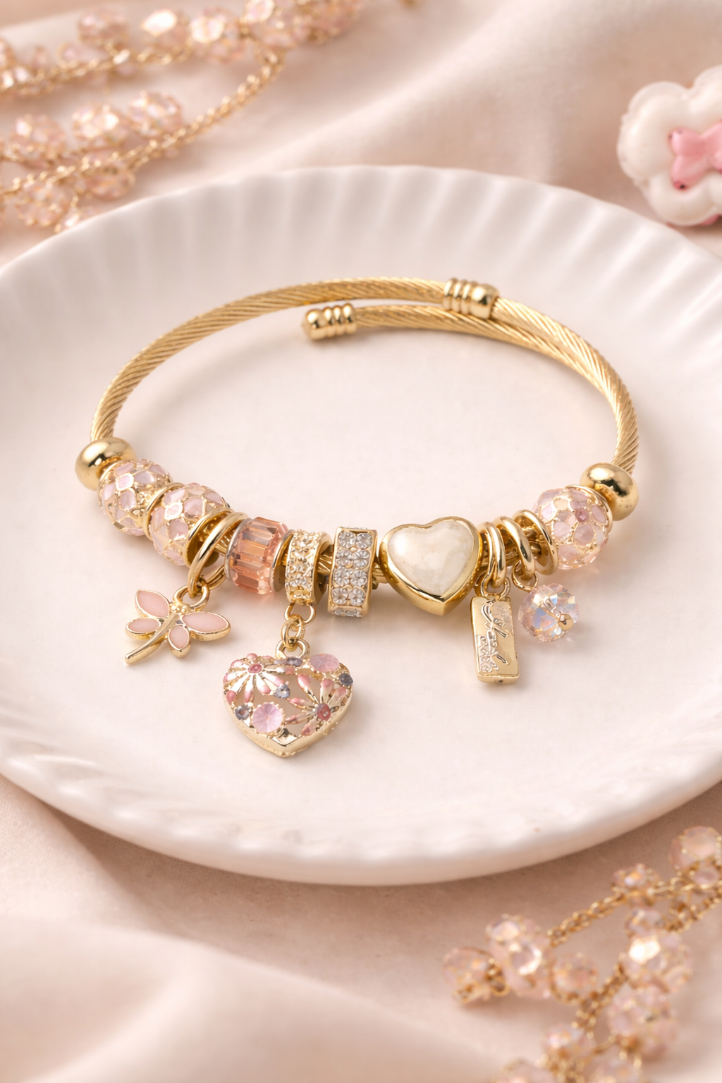 Rose Garden Enchantment Bangle styled shot — waterproof floral bangle India — SIOBHÁN