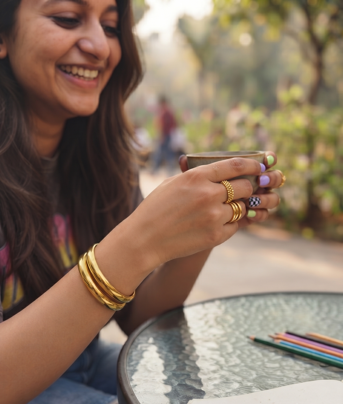 Double Band Gold Cuff Bracelet