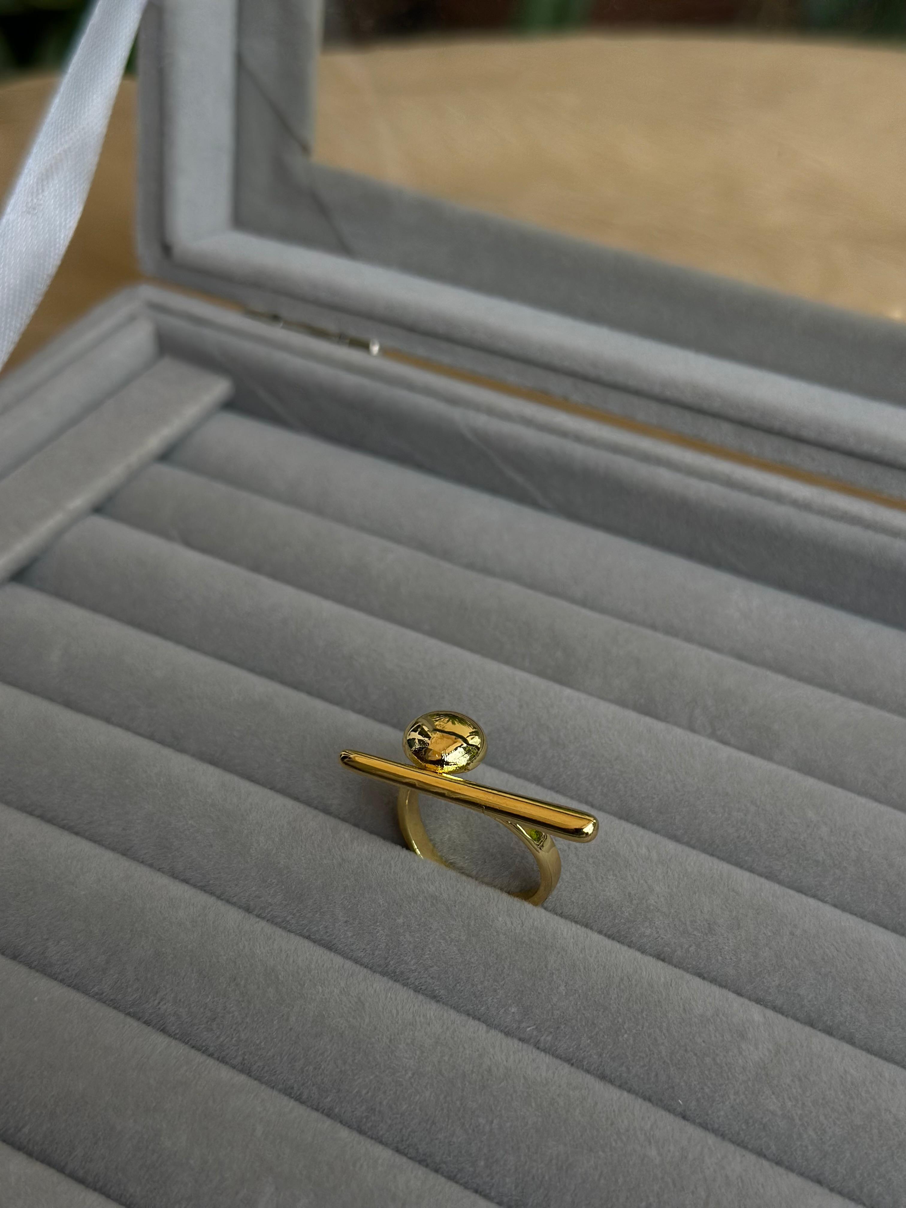Gold Dome Bar Ring