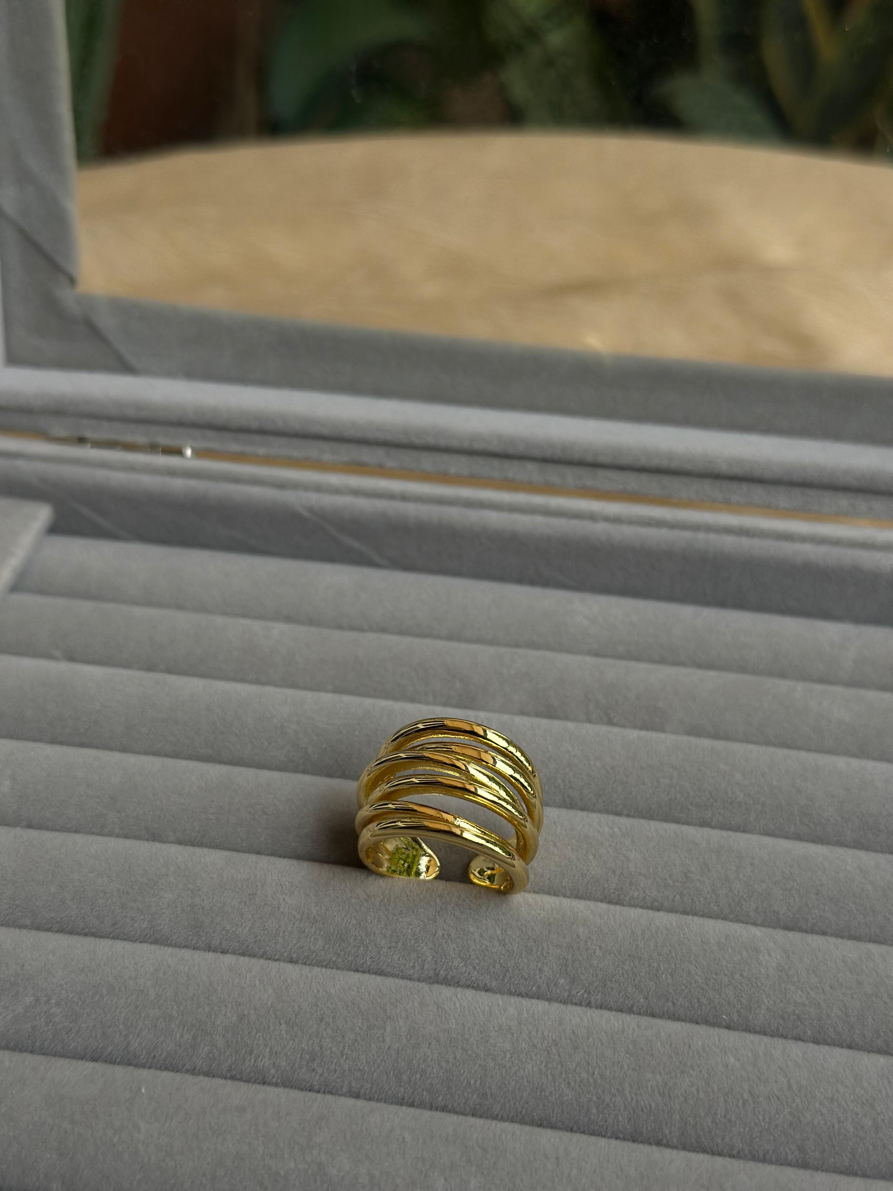 Gold Multi-Band Stacked Ring