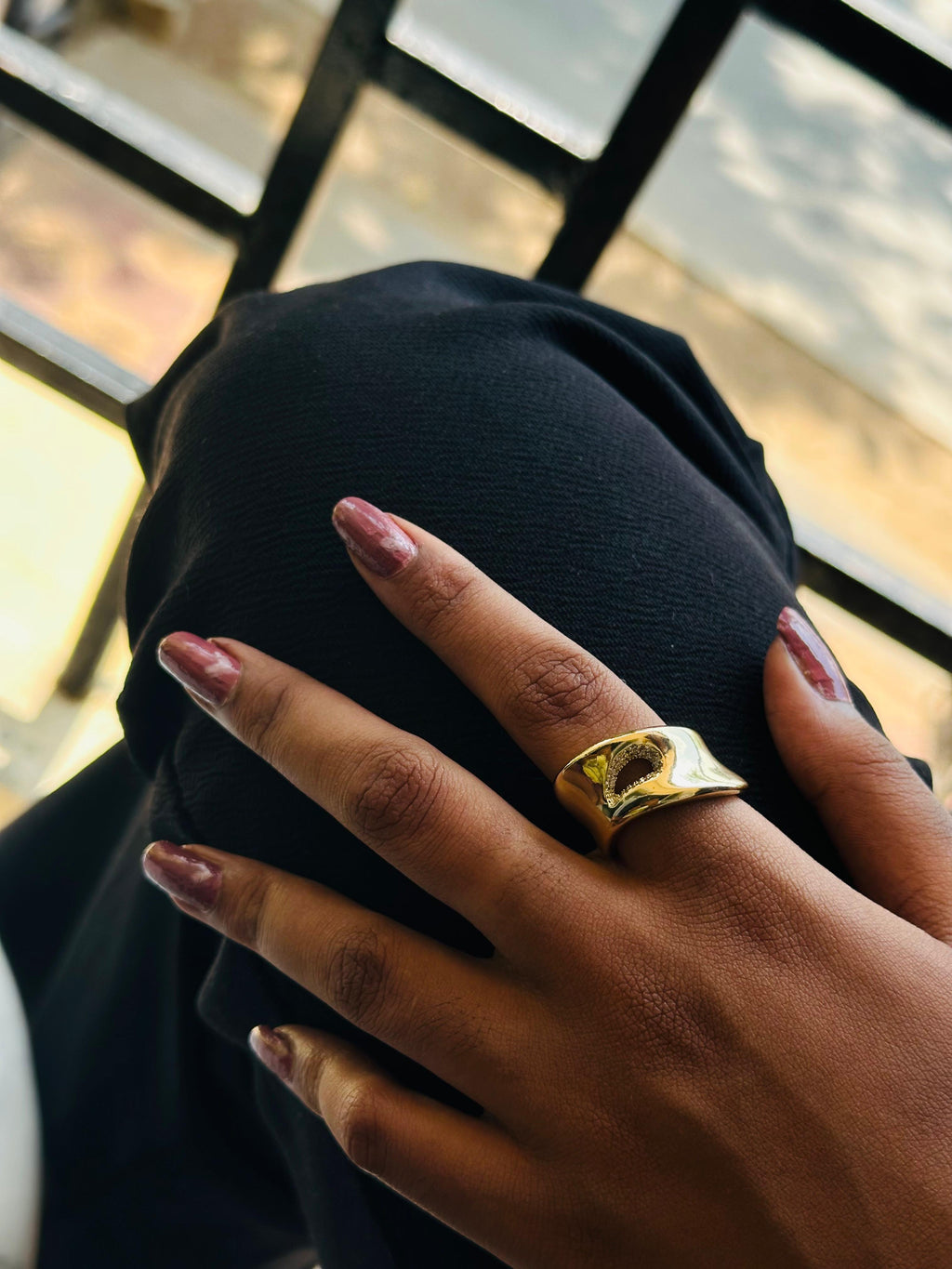Gold Sculptural Crossover Wide Band Ring