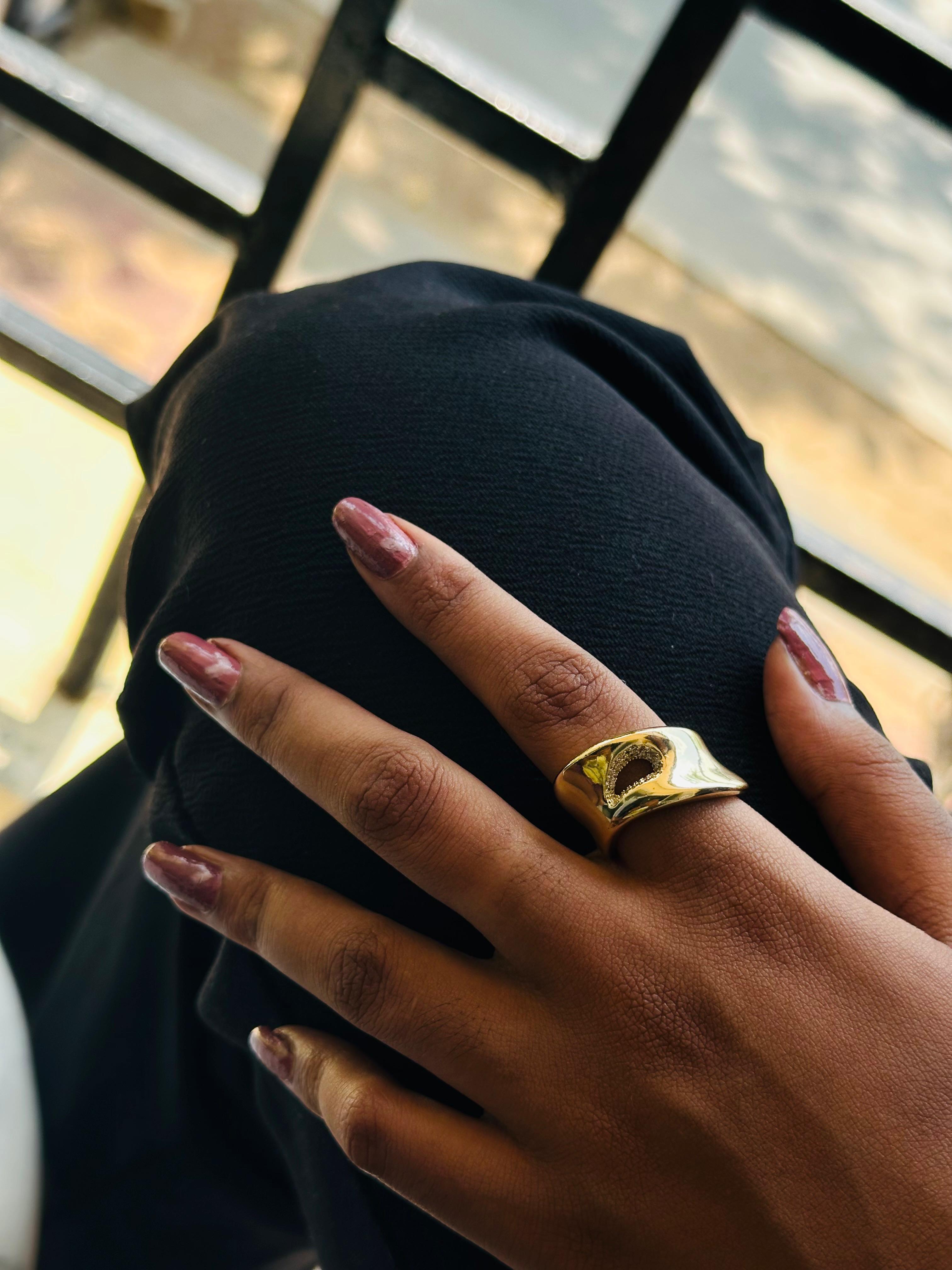 Gold Sculptural Crossover Wide Band Ring