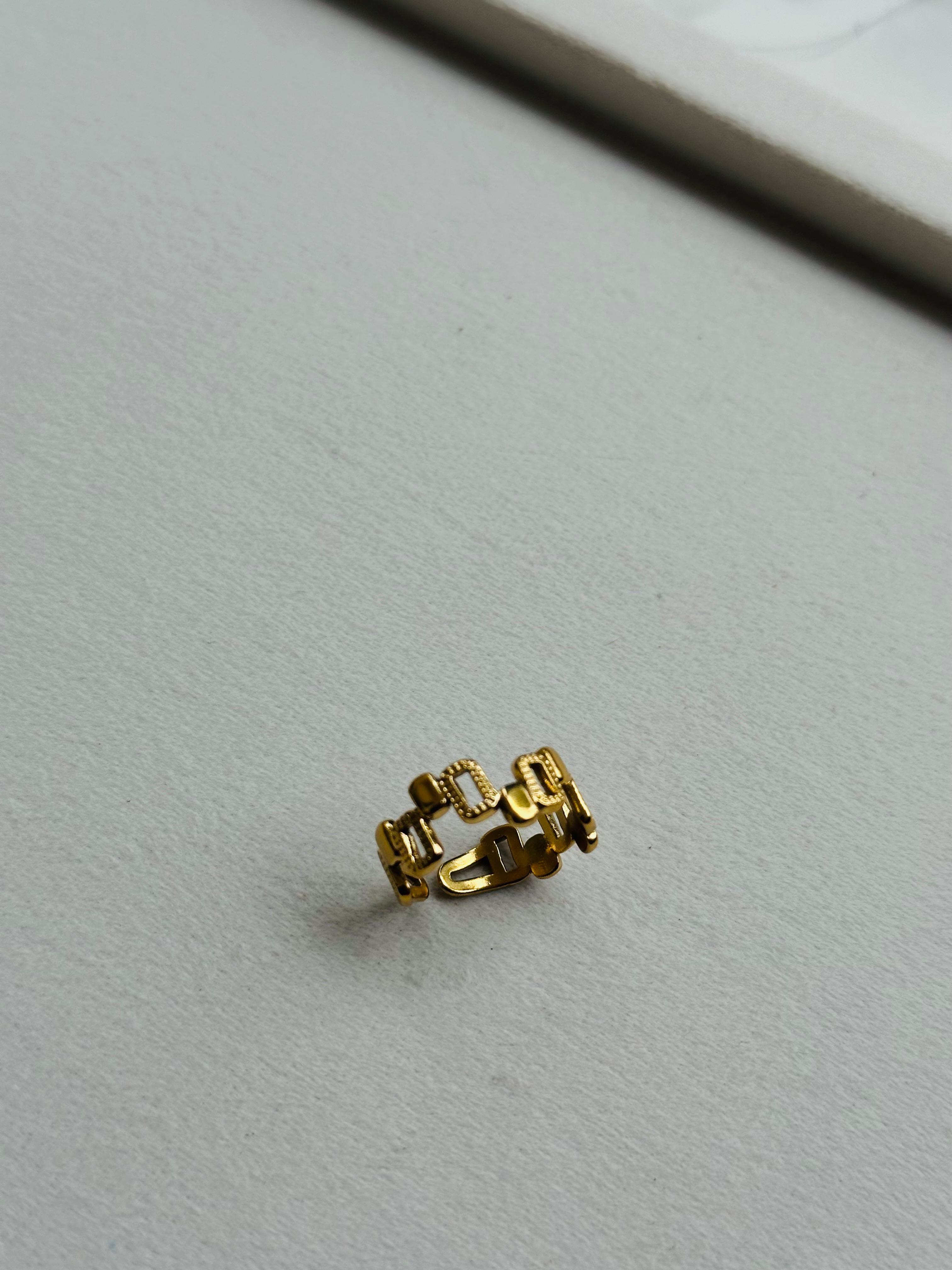 Gold Architectural Cuff Ring