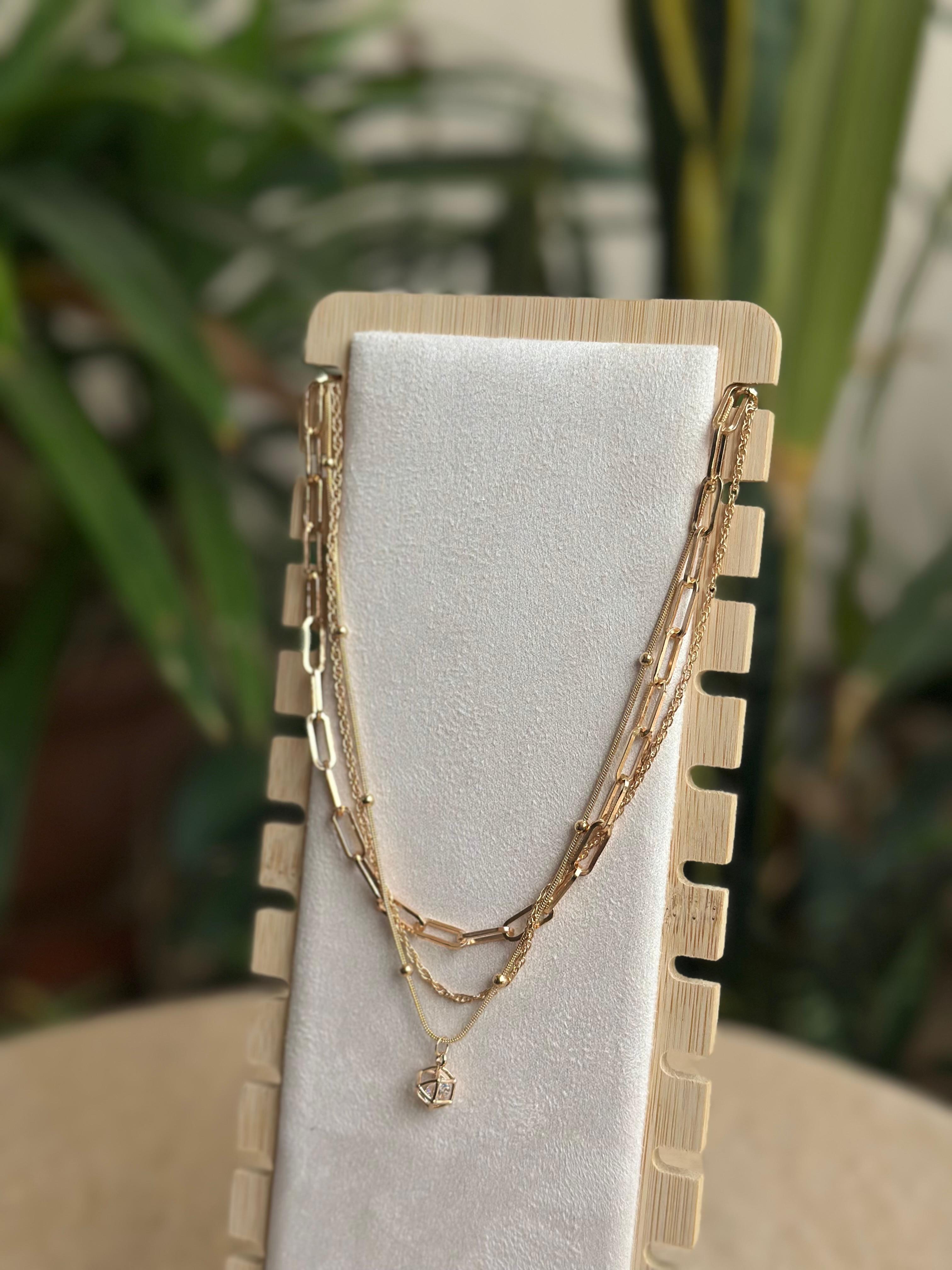 Gold Triple-Layer Chain Necklace Set