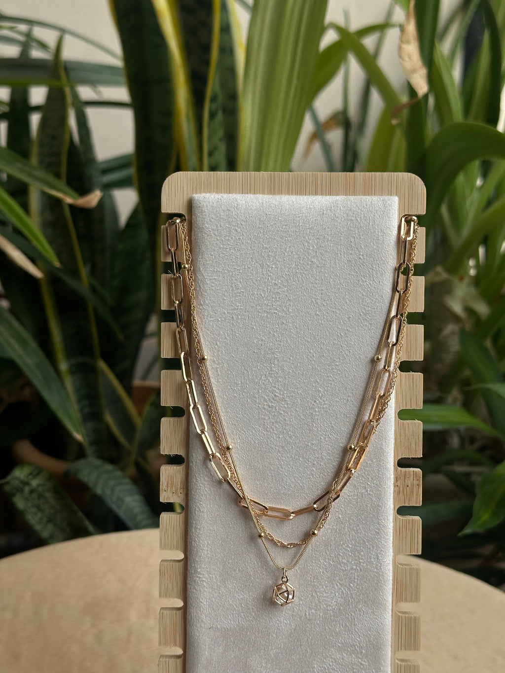 Gold Triple-Layer Chain Necklace Set
