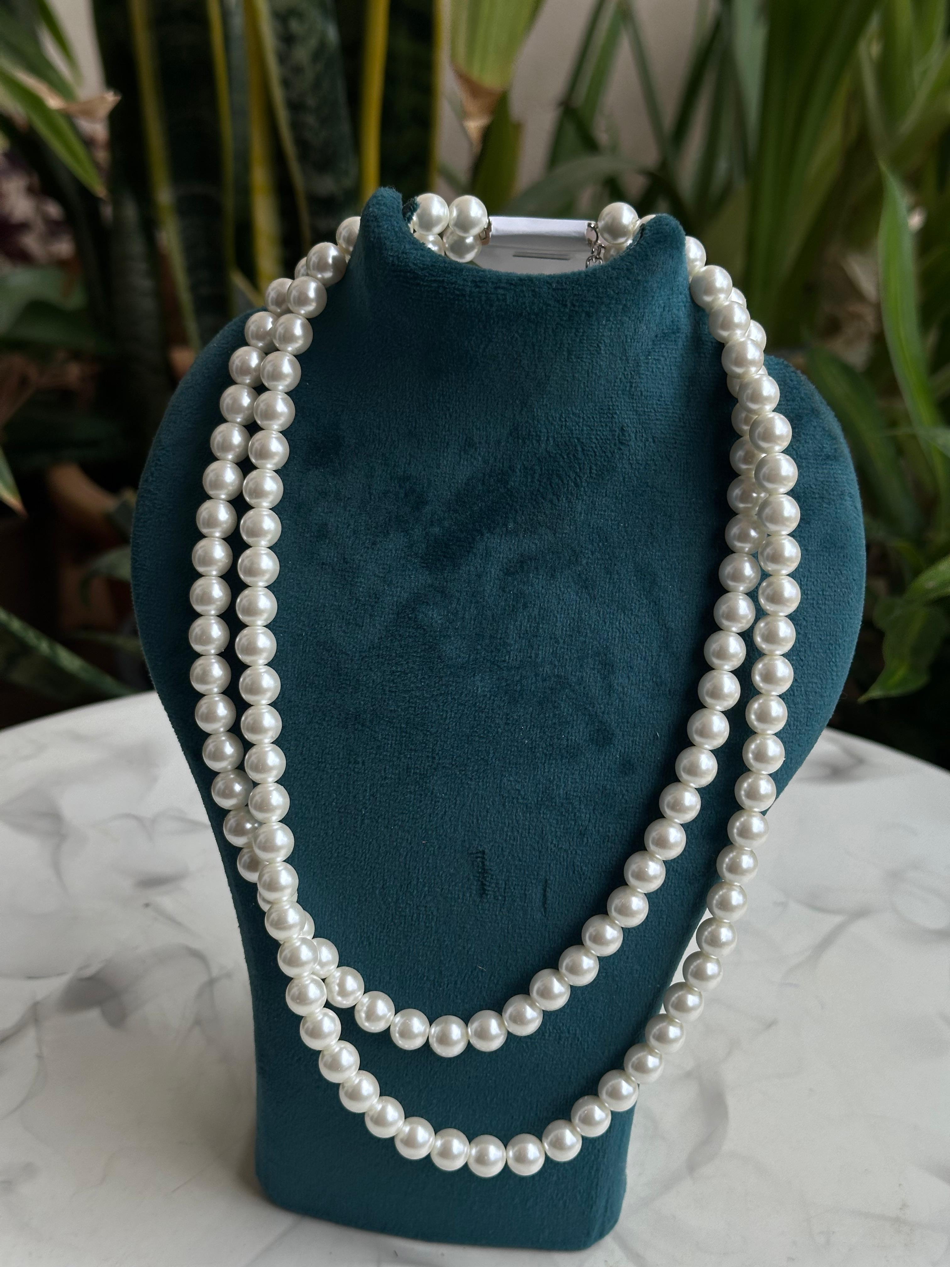 Long Pearl Strand Necklace