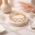 Eternal Hearts Crystal Bangle aesthetic shot — anti-tarnish gold bangle India — SIOBHÁN