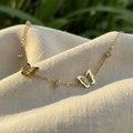 Gold Butterfly Charm Bracelet with Crystal Beads