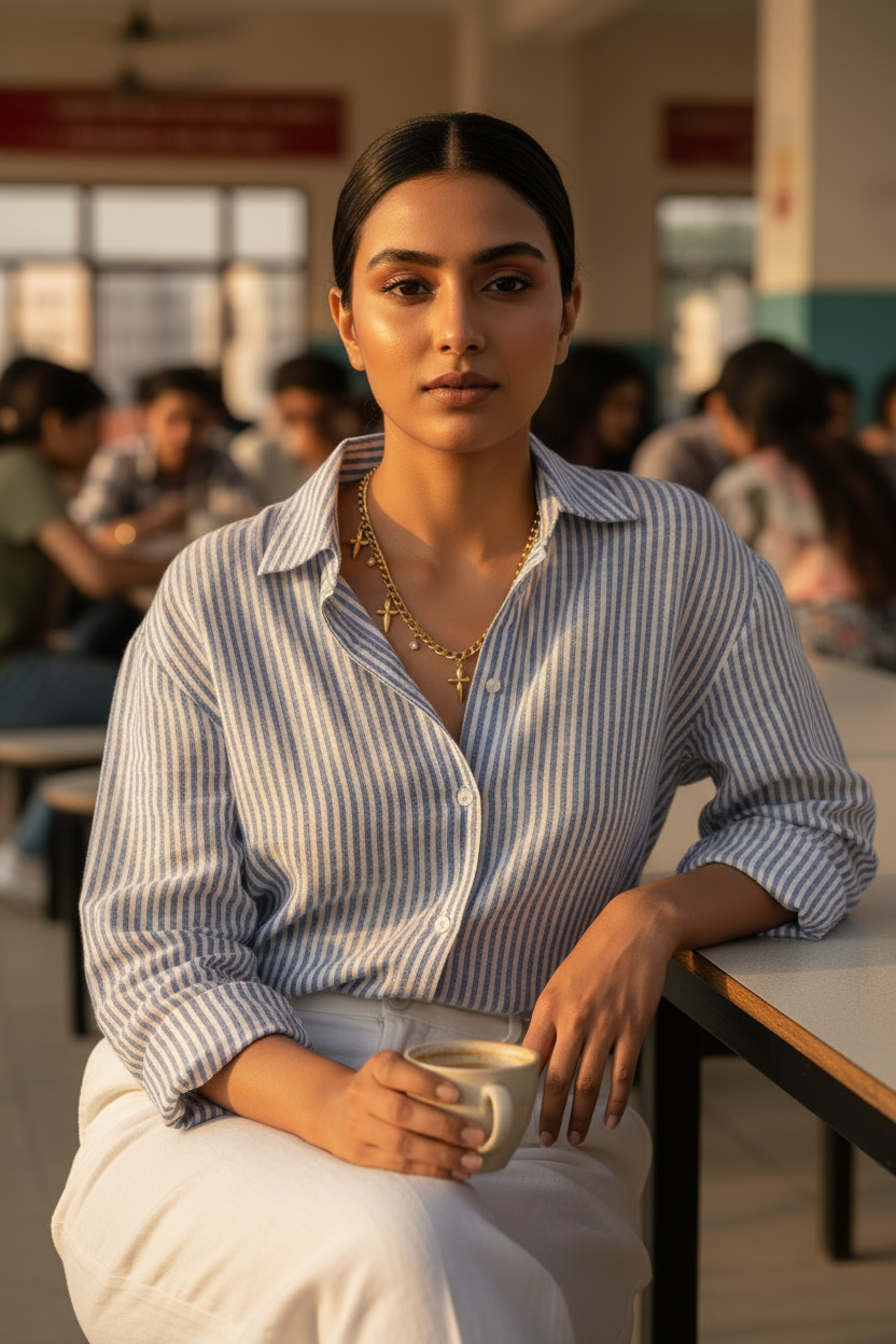 Gold Cross Diamond Studded Necklace college canteen lifestyle — skin-safe gold necklace India — SIOBHÁN