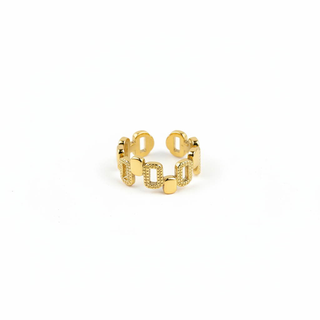 Gold Architectural Cuff Ring