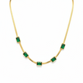 Square Green Zircon Gold Chain clean white background product shot — anti-tarnish gold necklace India — SIOBHÁN