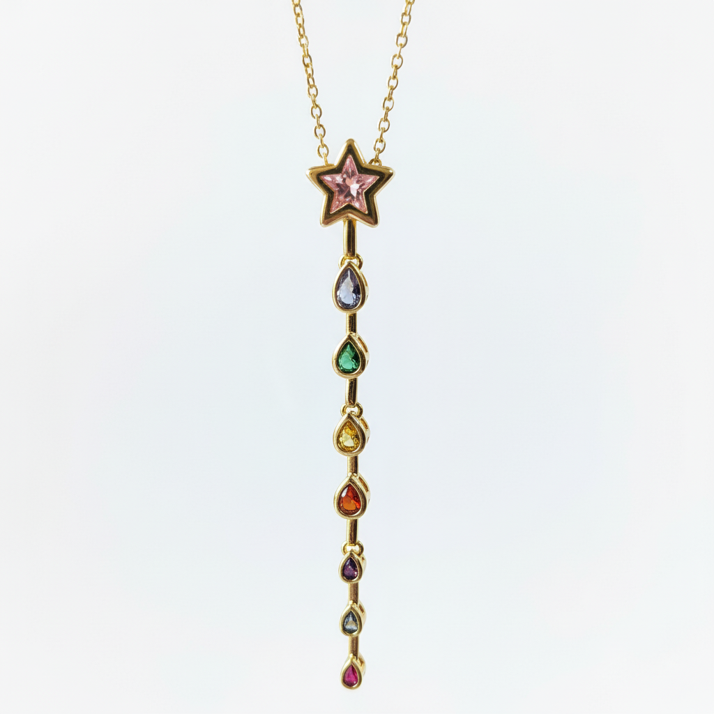 Celestial Chakra Gemstone Necklace close-up detail shot — waterproof gemstone necklace India — SIOBHÁN