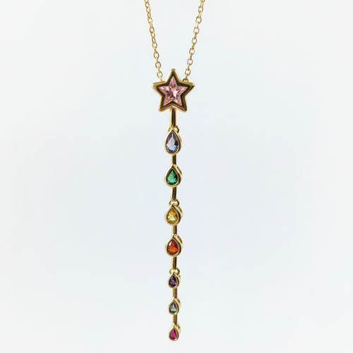 Celestial Chakra Gemstone Necklace close-up detail shot — waterproof gemstone necklace India — SIOBHÁN