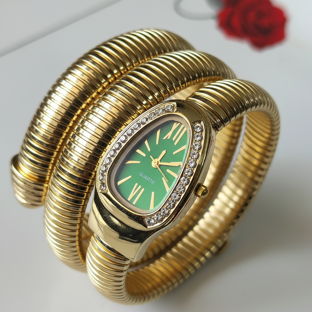 Serpent Winding Luxe Watch close-up detail — waterproof watch India — SIOBHÁN