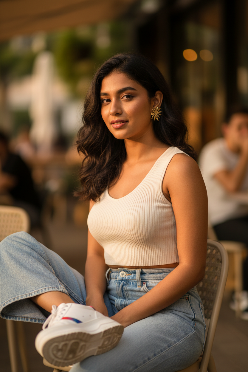 Coral Branch Earrings GenZ golden hour lifestyle — anti-tarnish coral earrings India — SIOBHÁN