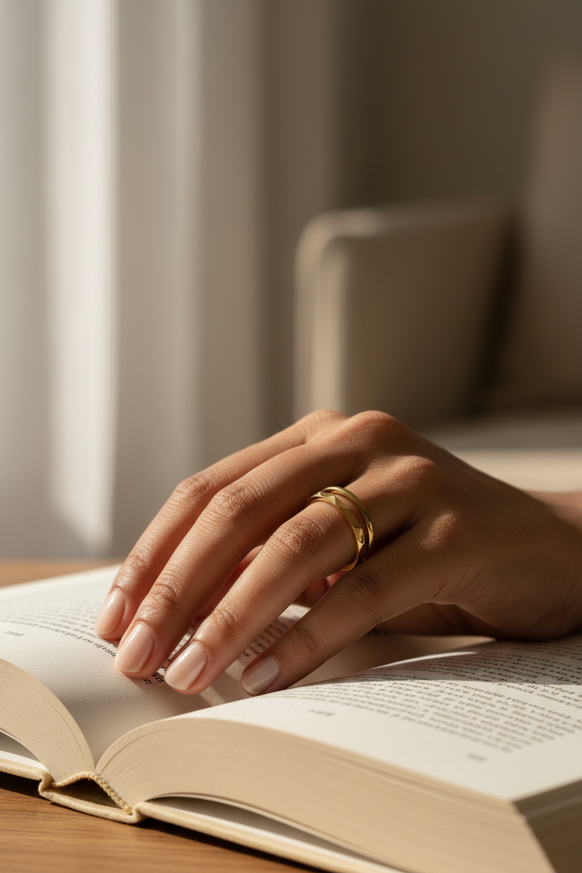Diamond-Cut Faceted Double Band Ring