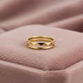 Diamond-Cut Faceted Double Band Ring