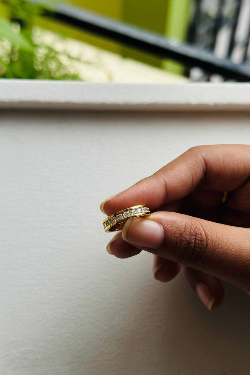 Gold Pavé Channel Eternity Band Ring