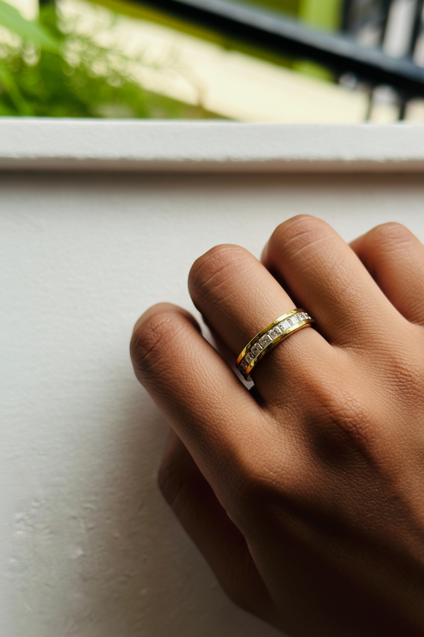 Gold Pavé Channel Eternity Band Ring