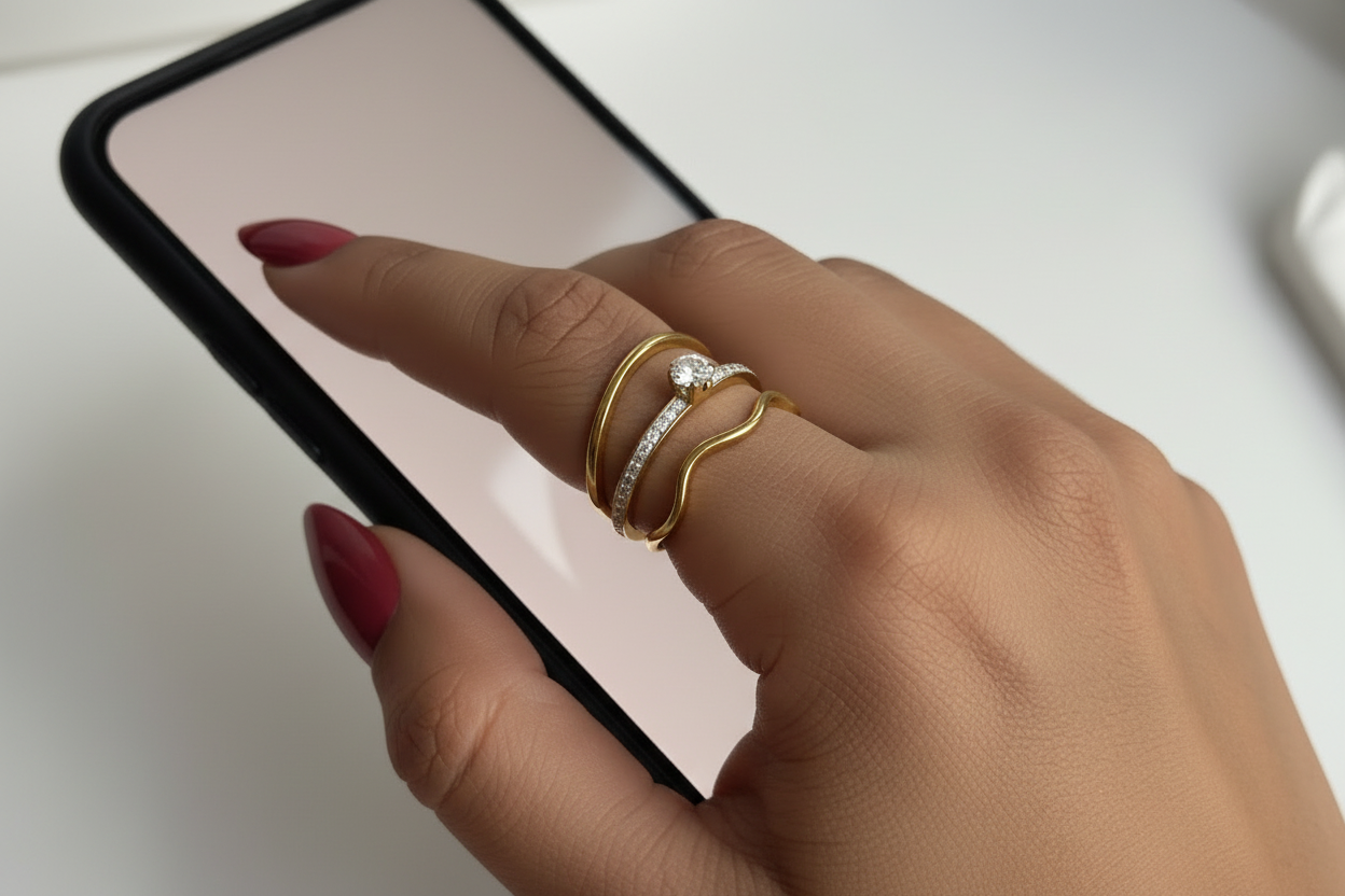 Diamond Trio Stacked Ring Set