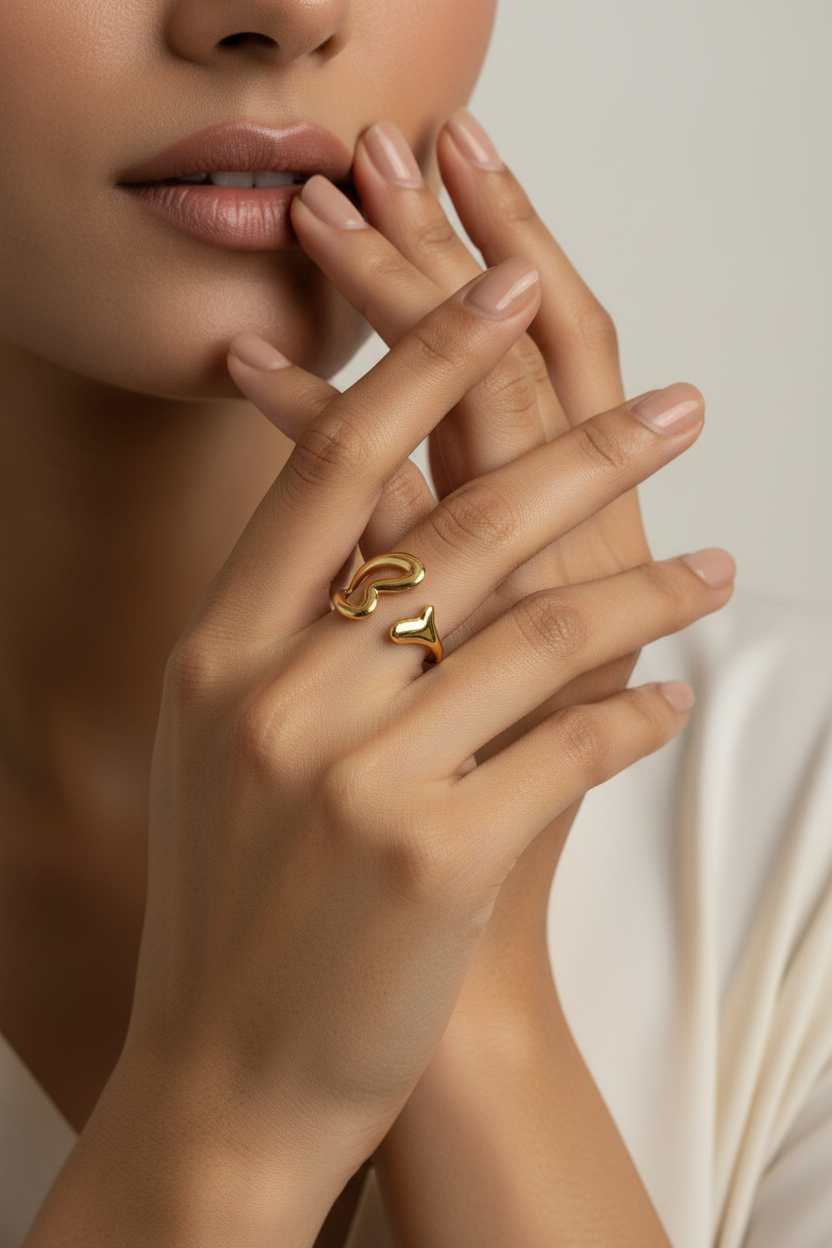 Gold Double Heart Open Ring