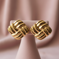 Vintage Knot Gold Earrings on dusty rose background — anti-tarnish gold earrings India — SIOBHÁN