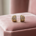 Stacked Pave Huggie Earrings