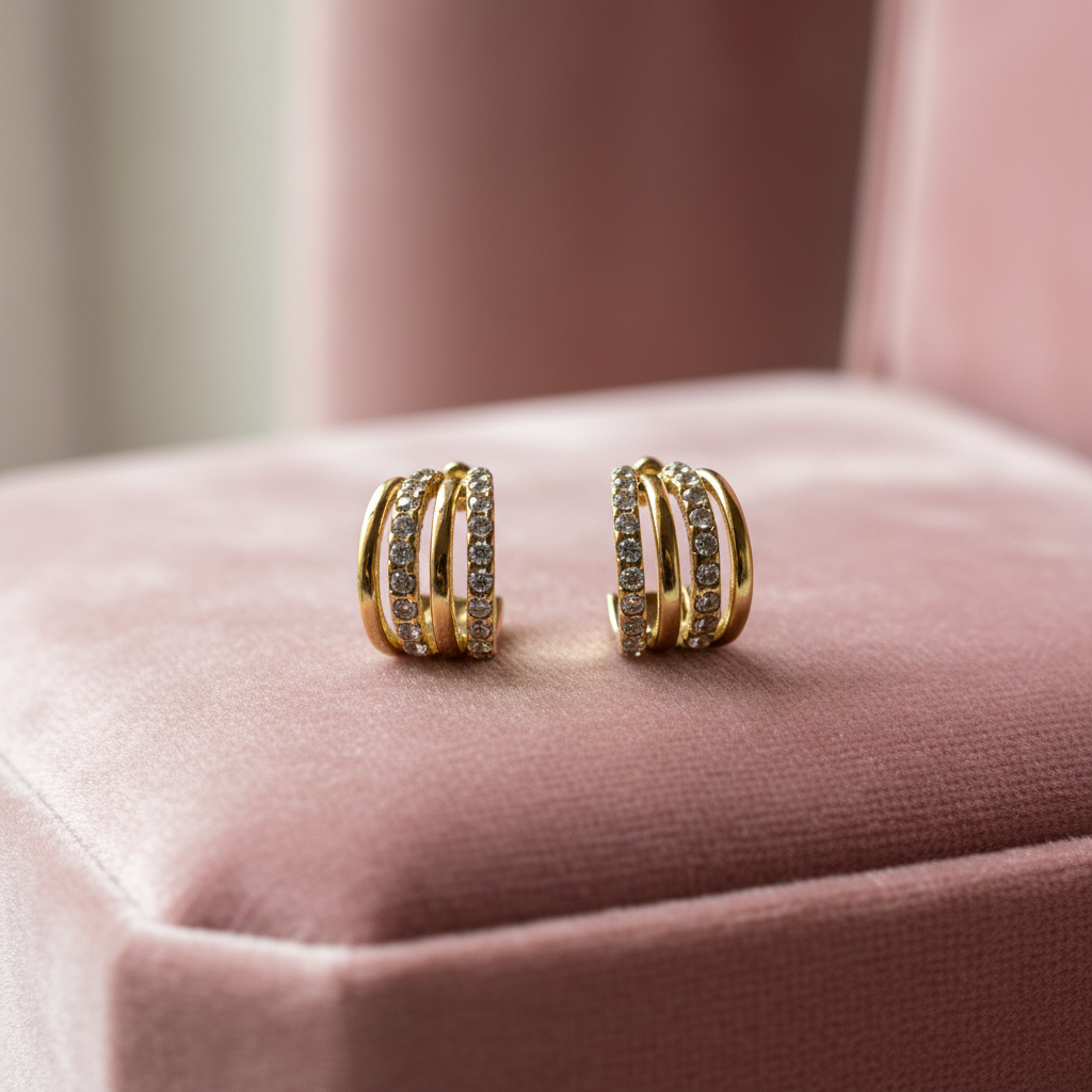 Stacked Pave Huggie Earrings