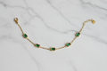 Gold Emerald Green Baguette Station Bracelet