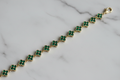 Gold Emerald Green Clover CZ Tennis Bracelet
