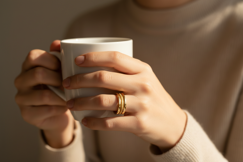 Gold Glitter Trio Ring Stack Set
