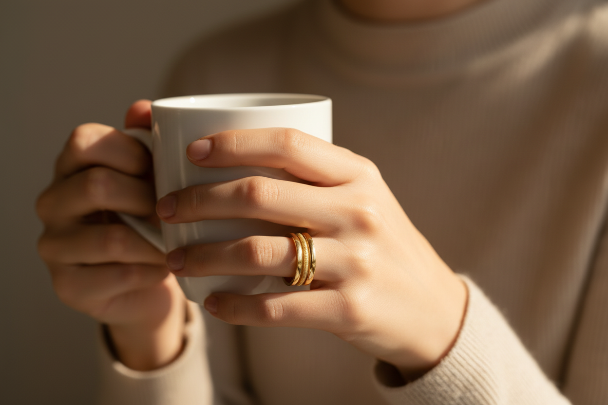 Gold Glitter Trio Ring Stack Set