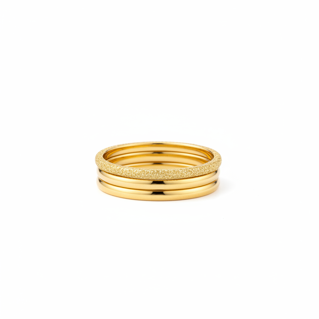 Gold Glitter Trio Ring Stack Set