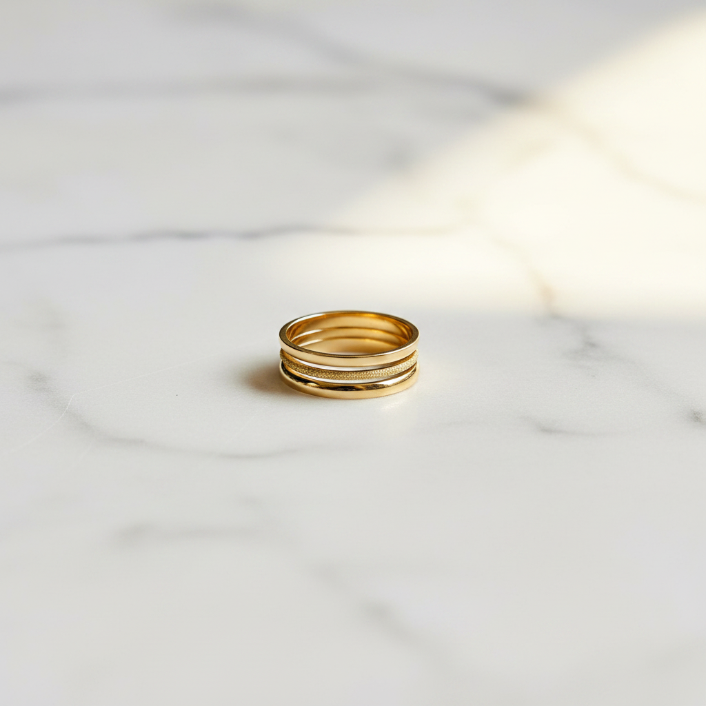 Gold Glitter Trio Ring Stack Set