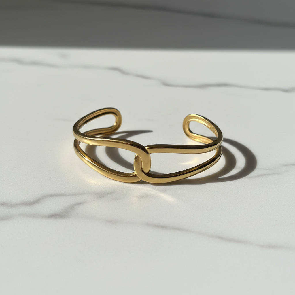 Double Loop Cuff gold cuff marble studio — waterproof gold cuff bracelet India — SIOBHÁN