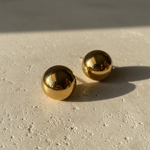 Gold Dome Stud Earrings editorial style — anti-tarnish gold studs India — SIOBHÁN