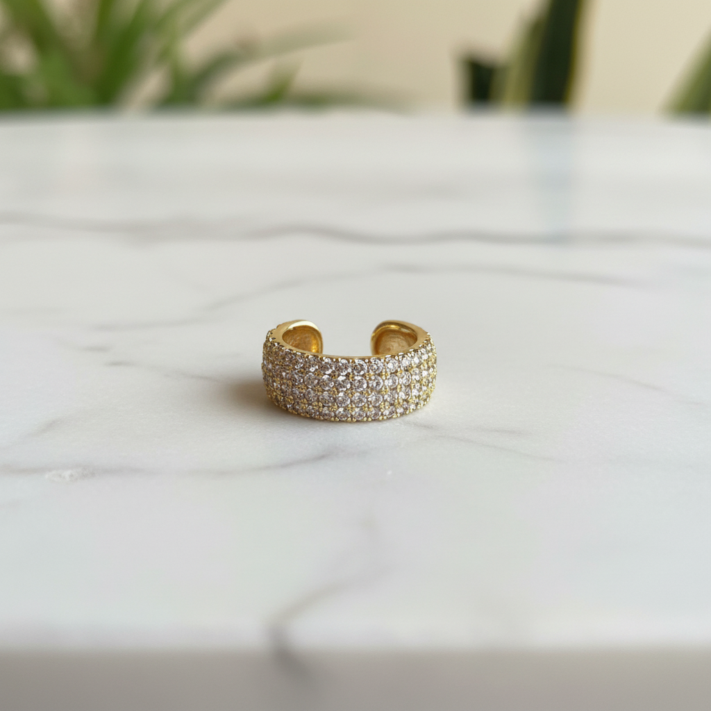Gold Pavé Wide Band Ear Cuff