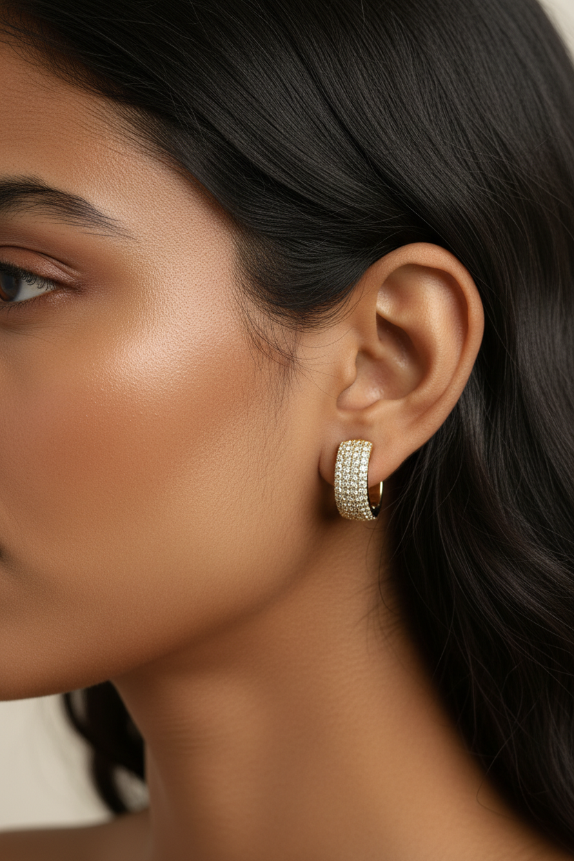 Gold Pavé Wide Band Ear Cuff