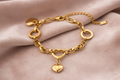 Golden Heart Charm Link Bracelet in elegant setting — anti-tarnish gold bracelet India — SIOBHÁN