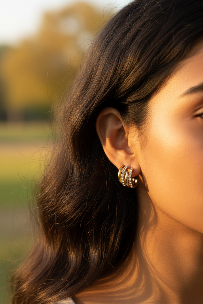 Stacked Pave Huggie Earrings