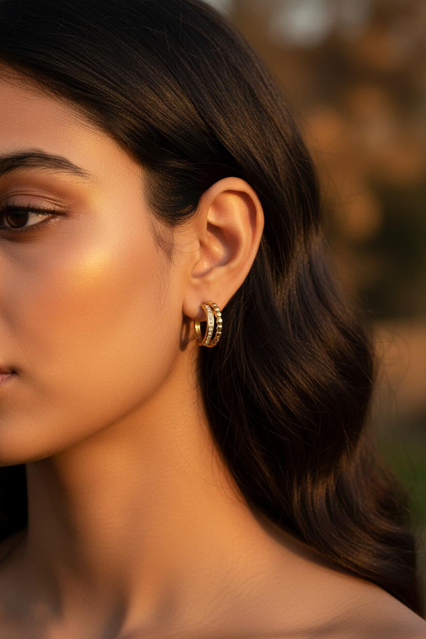 Twila Beaded Pavé Hoops